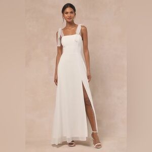 NWT Lulus Radiant Romance White Tie-Strap Maxi Dress